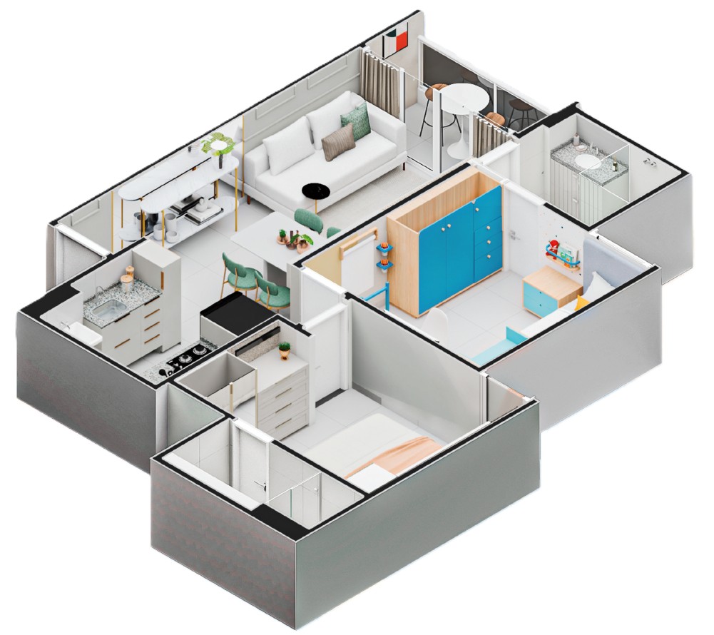 Planta 3D do apartamento