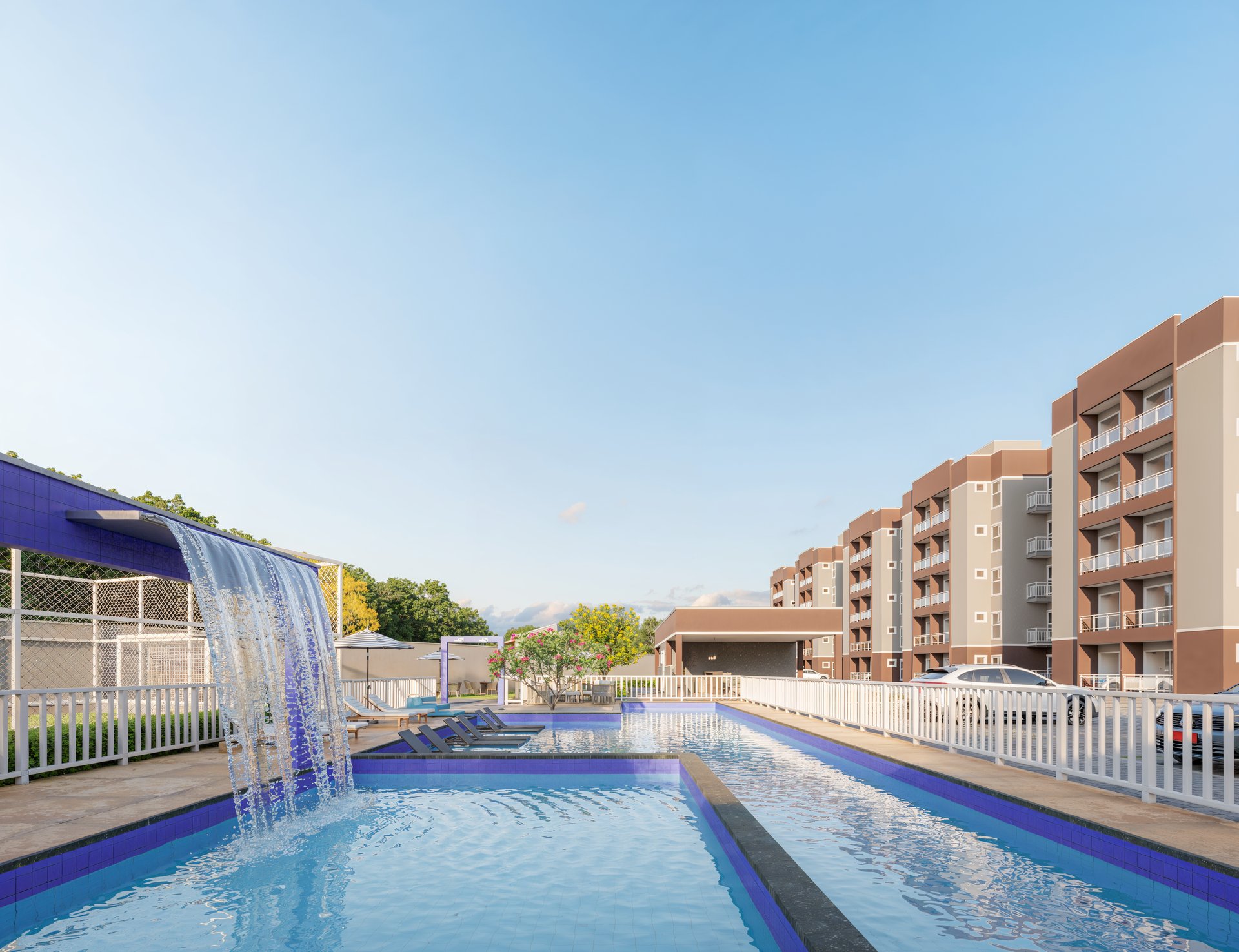 Piscina com cascata